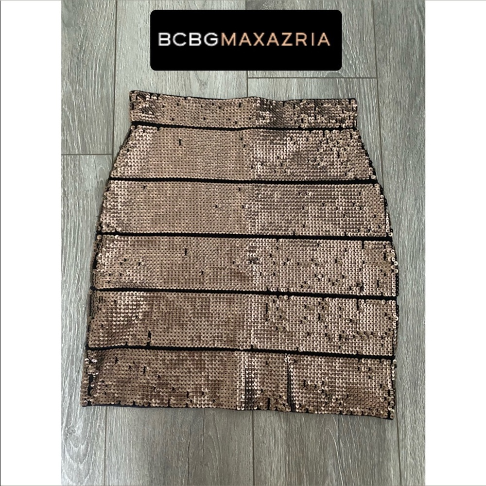 BCBGMaxAzria Copper Sequin Pencil Skirt